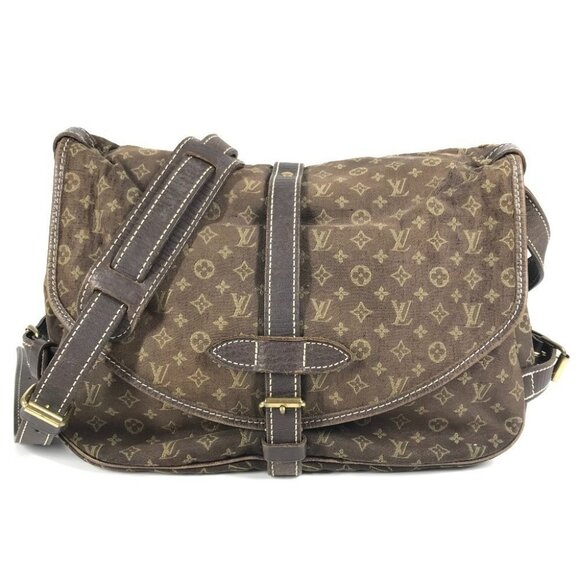 LOUIS VUITTON M95227 Monogram Mini-Lin Saumur30 Shoulder Bag Brown - Picture 1 of 14